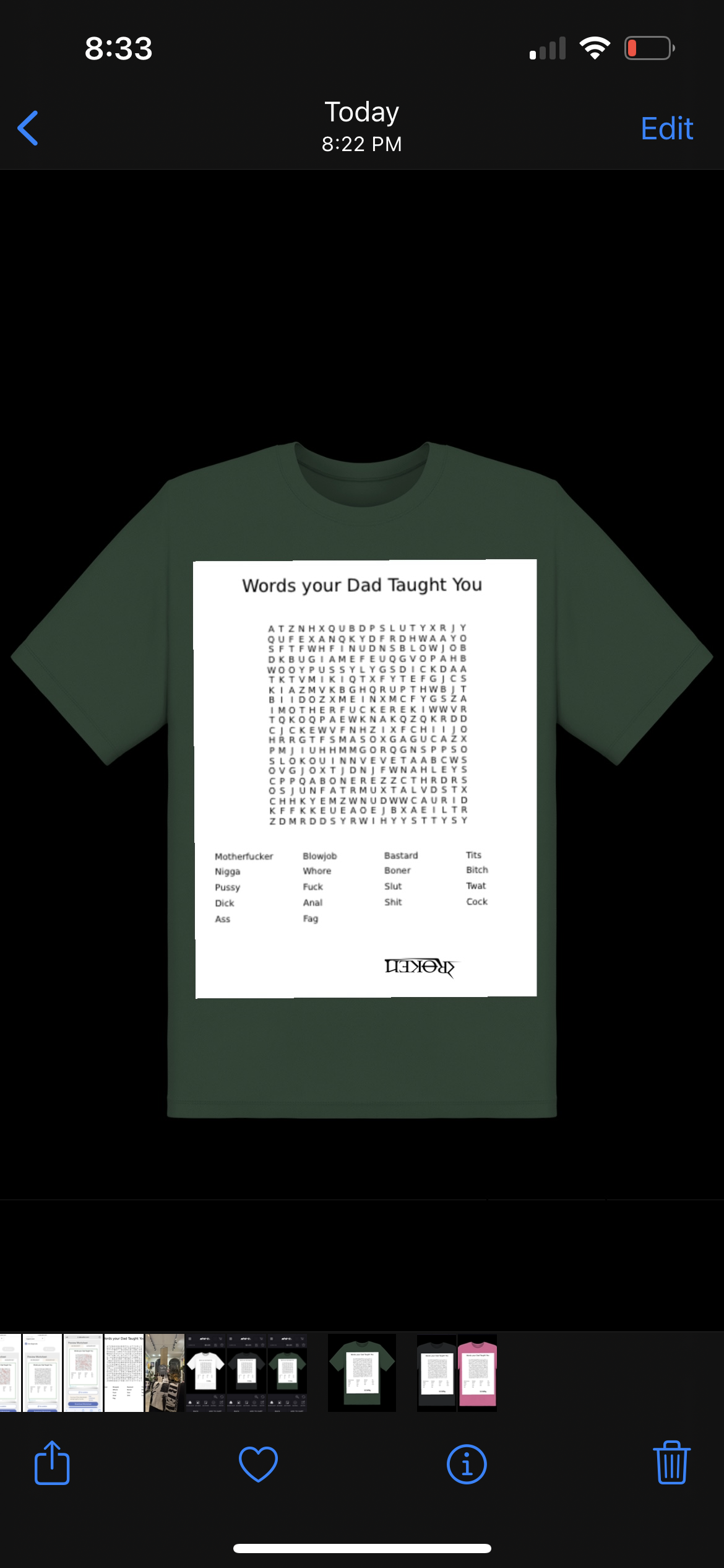 Words your Dad Taught You Crossword T-shirt